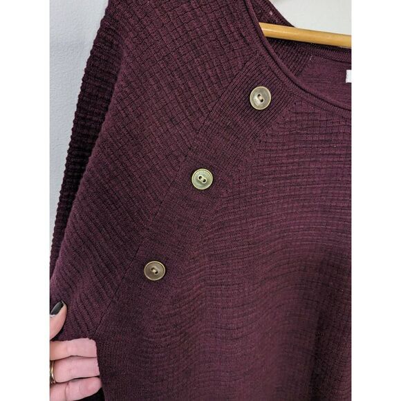 Maurice's Maroon Long Sleeve Button Detail Tunic Sweater - Size L - Picture 8 of 9